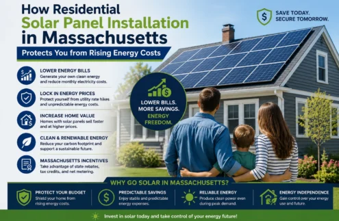 Residential solar panel installation in Massachusetts