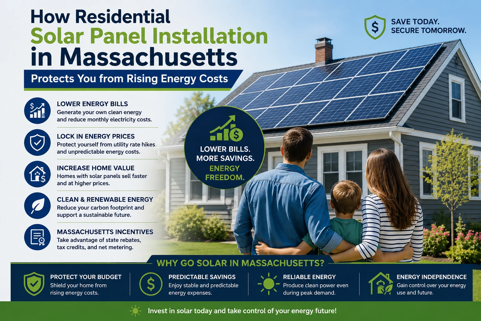 Residential solar panel installation in Massachusetts