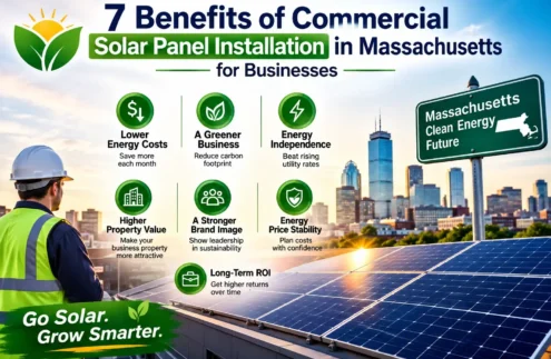 Commercial solar panel installation in Massachusett