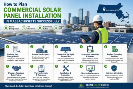 Commercial solar panel installation in Massachusetts,