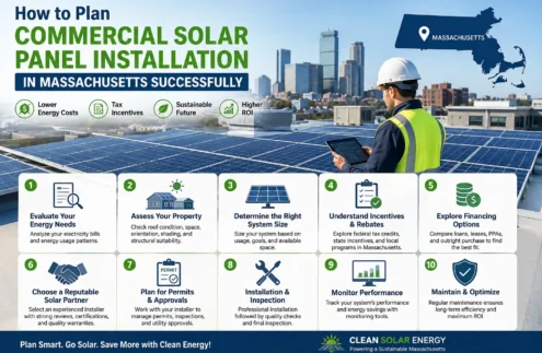 Commercial solar panel installation in Massachusetts,